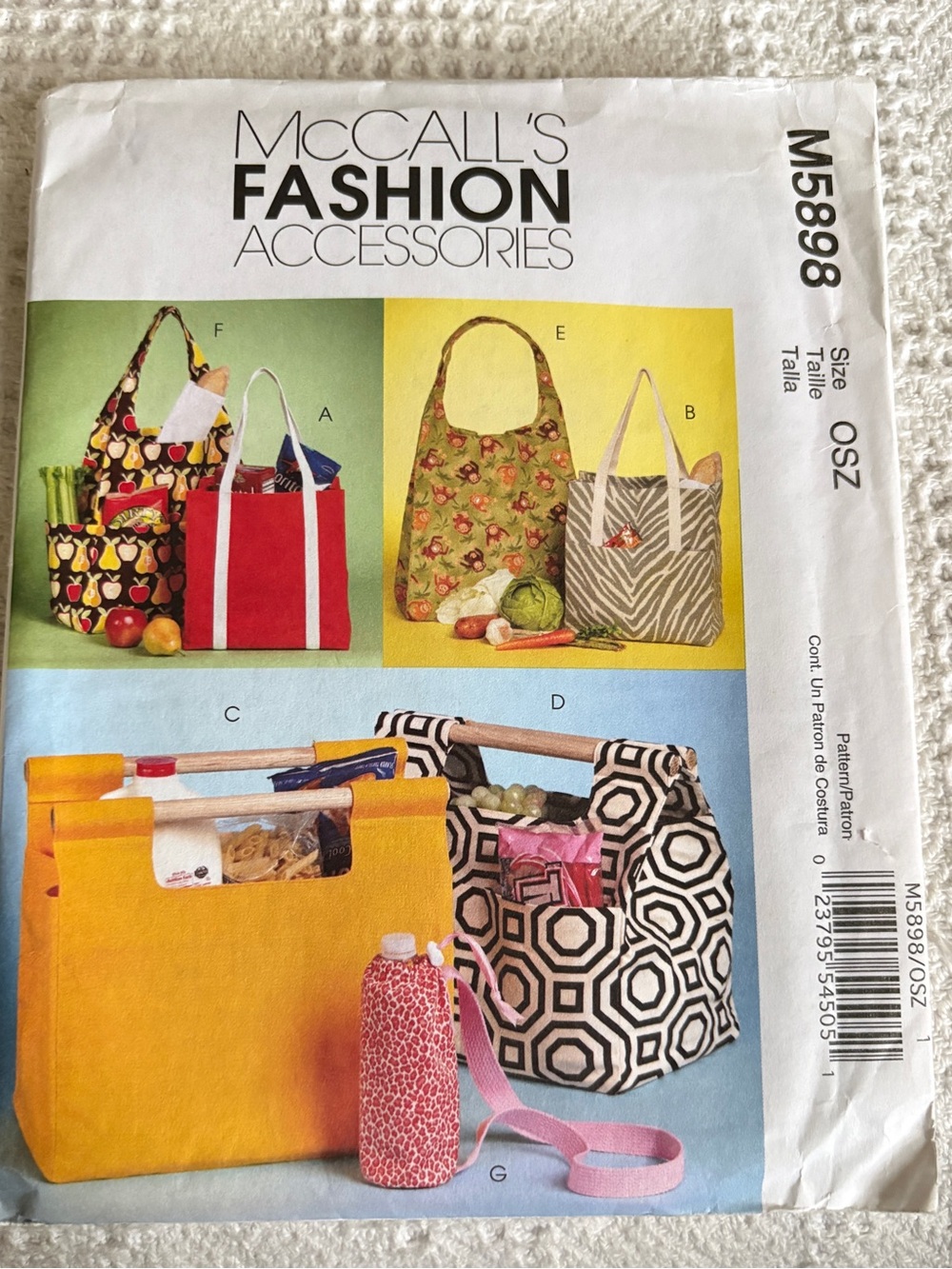 McCall’s Pattern M5898 for Market Totes and Bottle Carrier